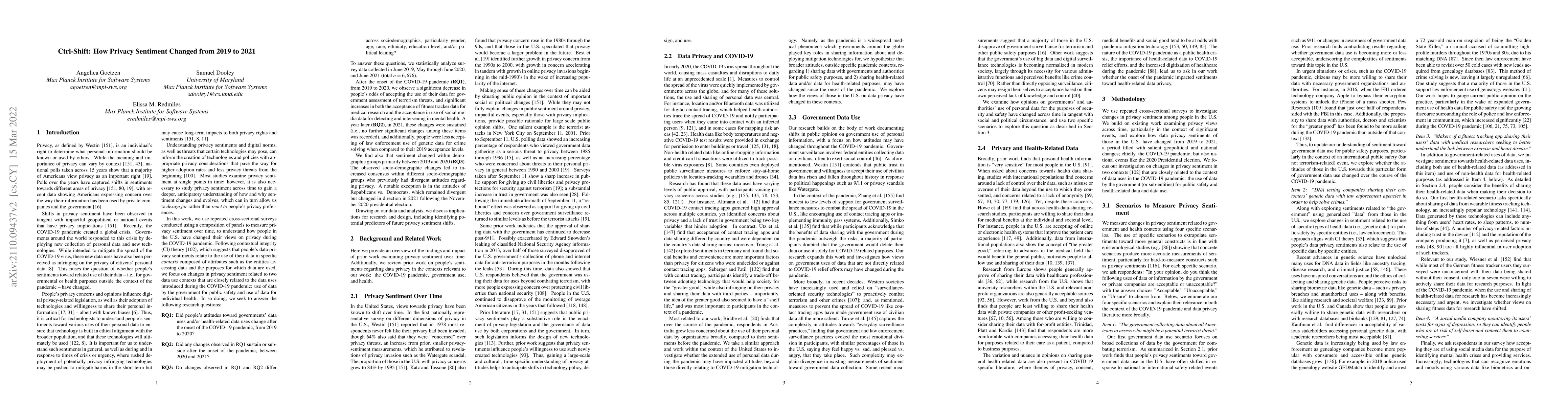 Thumbnail for Ctrl-Shift: How Privacy Sentiment Changed from 2019 to 2021
