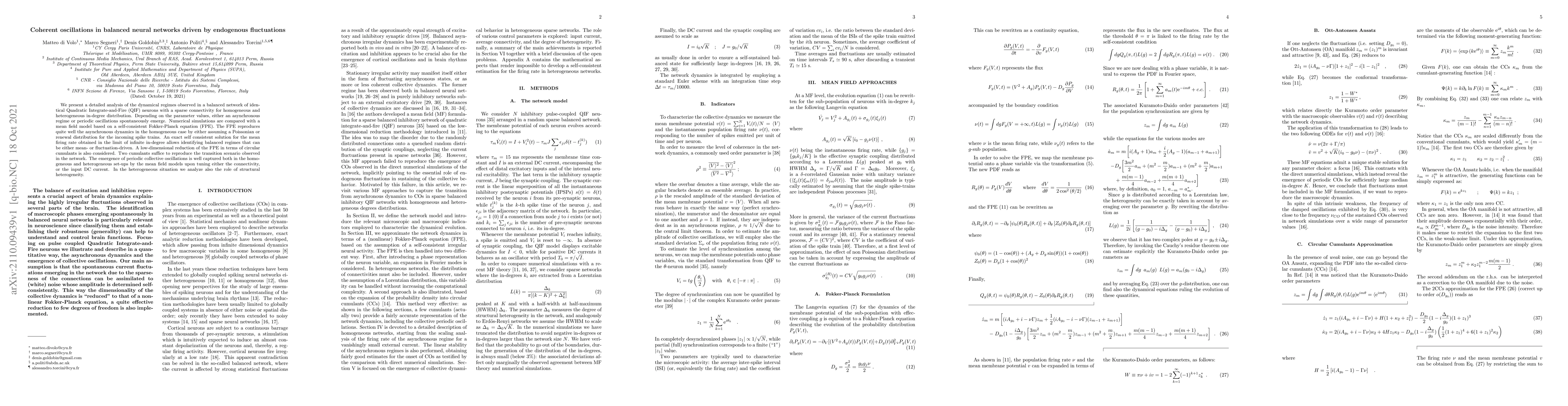 Thumbnail for Coherent oscillations in balanced neural networks driven by endogenous
  fluctuations