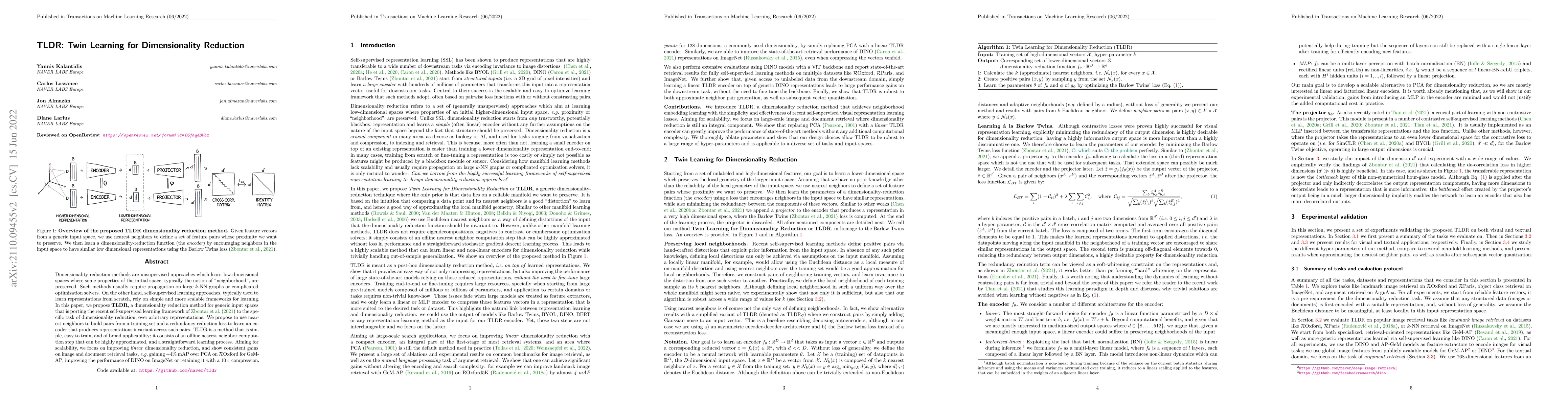Thumbnail for TLDR: Twin Learning for Dimensionality Reduction