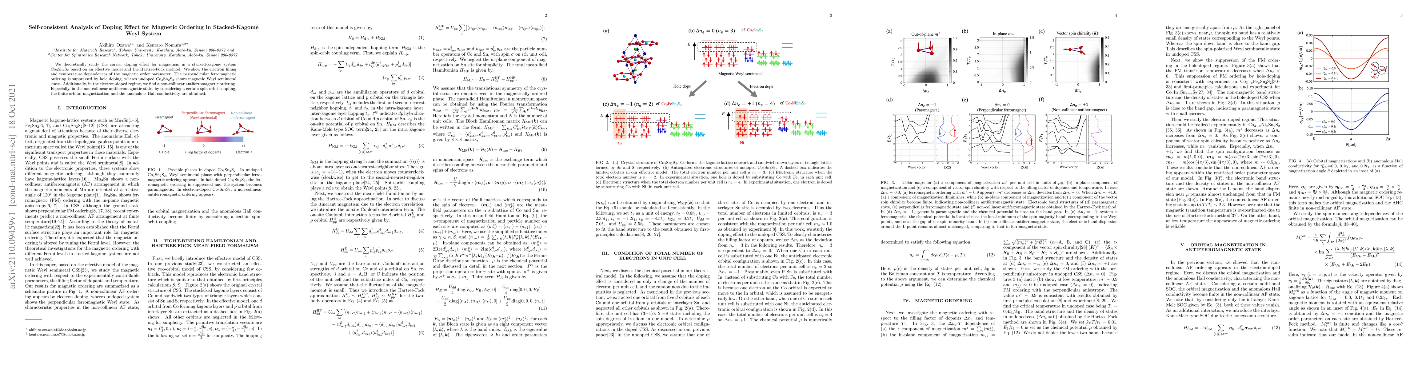 Thumbnail for Self-consistent Analysis of Doping Effect for Magnetic Ordering in
  Stacked-Kagome Weyl System