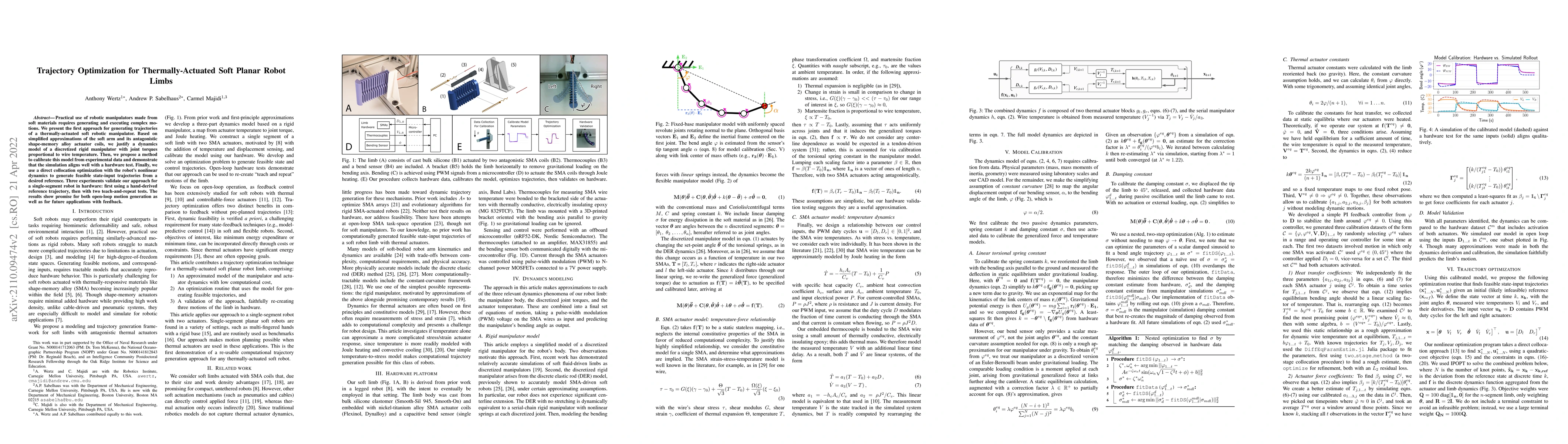 Thumbnail for Trajectory Optimization for Thermally-Actuated Soft Planar Robot Limbs