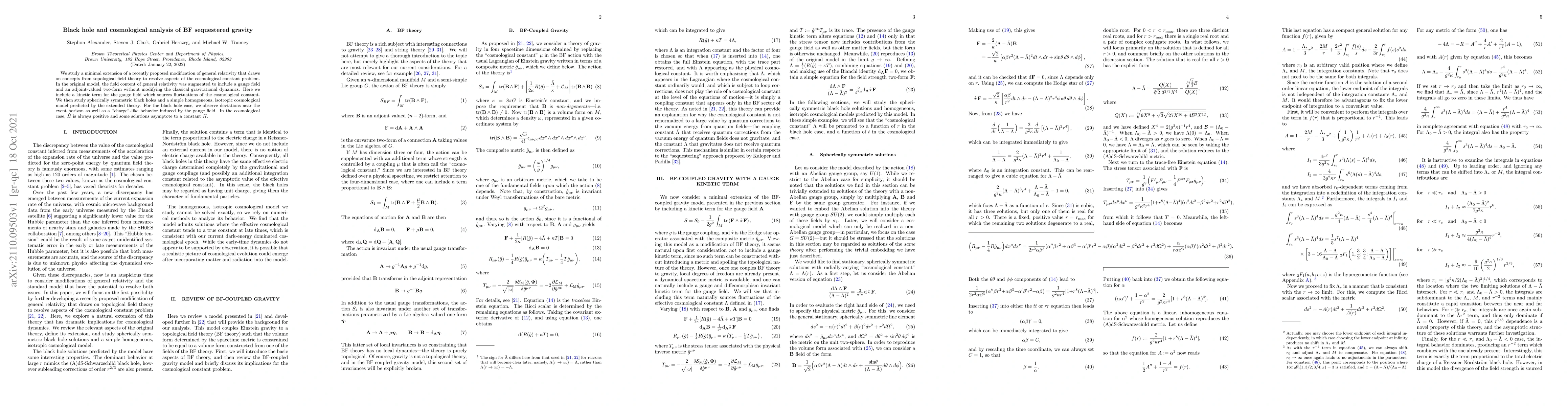 Thumbnail for Black hole and cosmological analysis of BF sequestered gravity