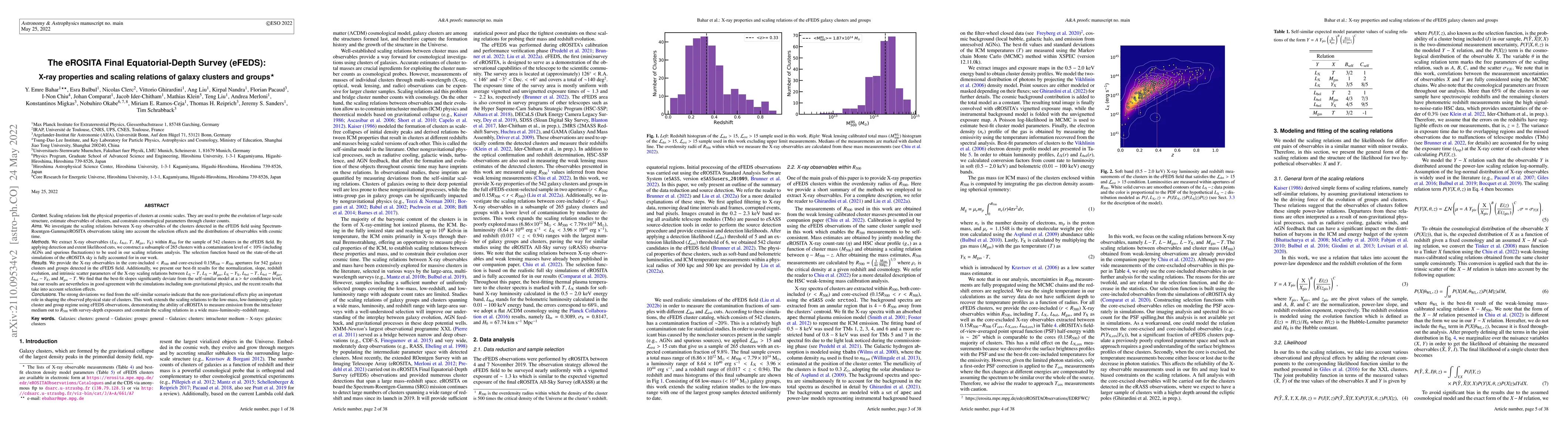 Thumbnail for The eROSITA Final Equatorial-Depth Survey (eFEDS): X-ray Properties and
  Scaling Relations of Galaxy Clusters and Groups