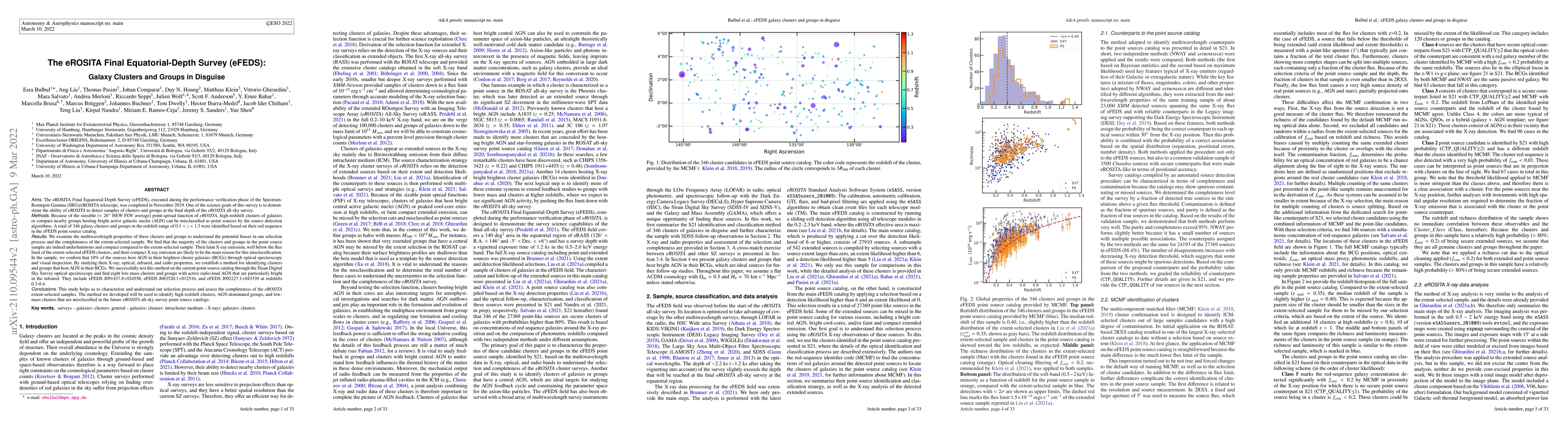 Thumbnail for The eROSITA Final Equatorial-Depth Survey (eFEDS): Galaxy Clusters and
  Groups in Disguise