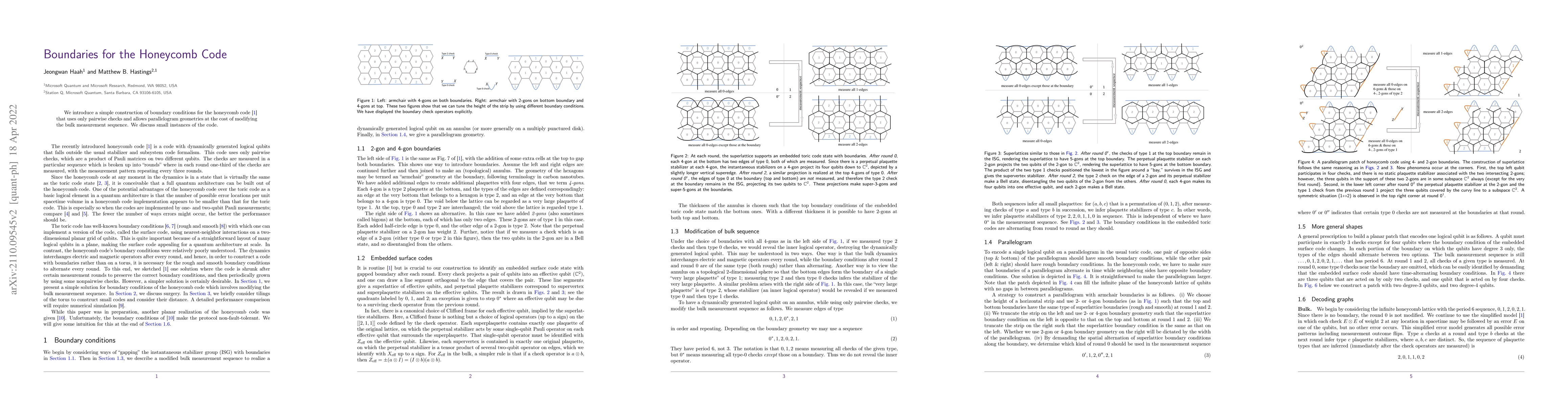 Thumbnail for Boundaries for the Honeycomb Code