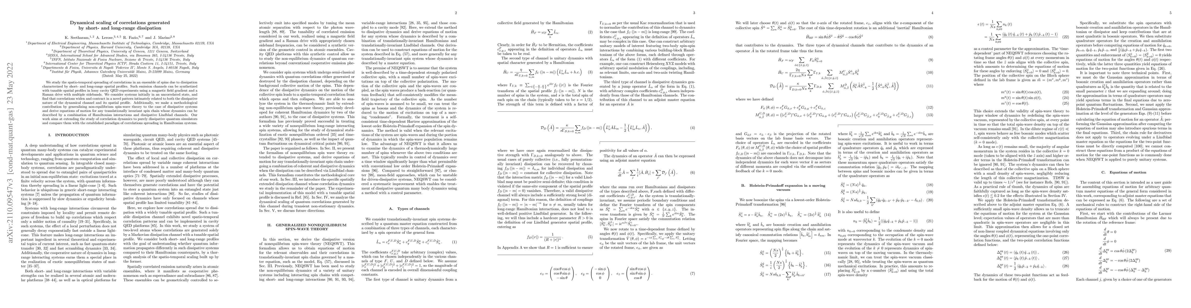 Thumbnail for Dynamical scaling of correlations generated by short- and long-range
  dissipation