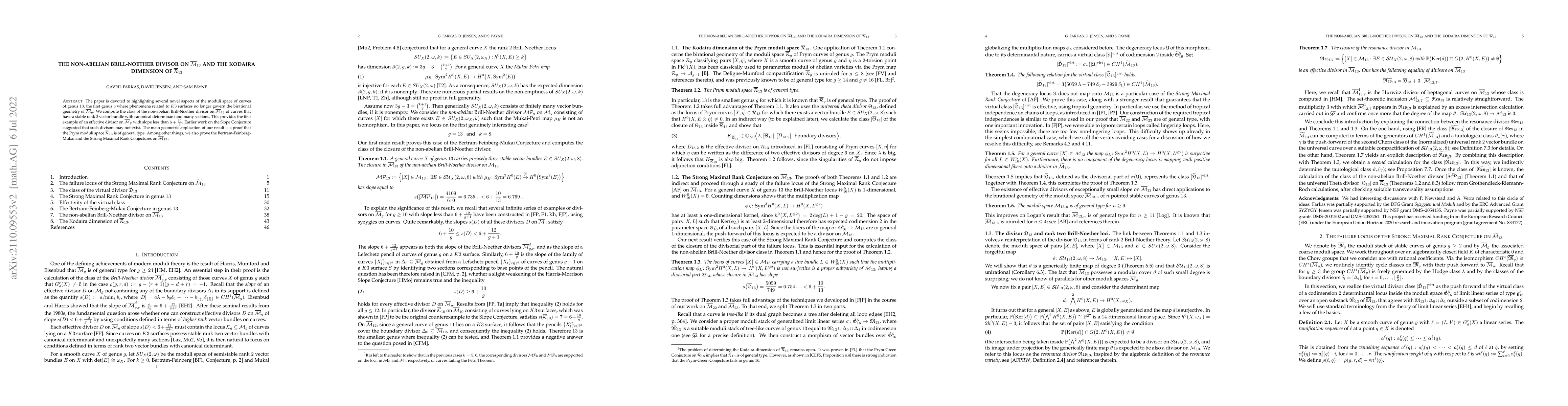 Thumbnail for The non-abelian Brill-Noether divisor on $\overline{\mathcal{M}}_{13}$
  and the Kodaira dimension of $\overline{\mathcal{R}}_{13}$