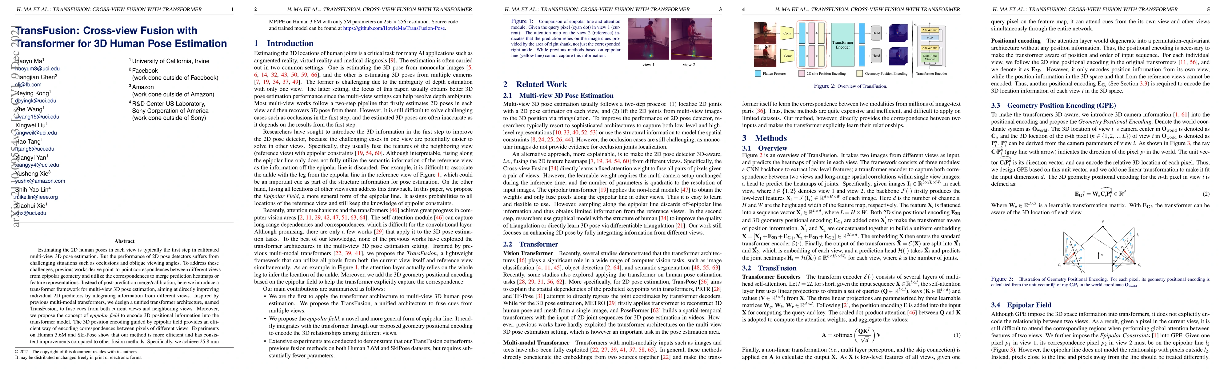 Thumbnail for TransFusion: Cross-view Fusion with Transformer for 3D Human Pose
  Estimation