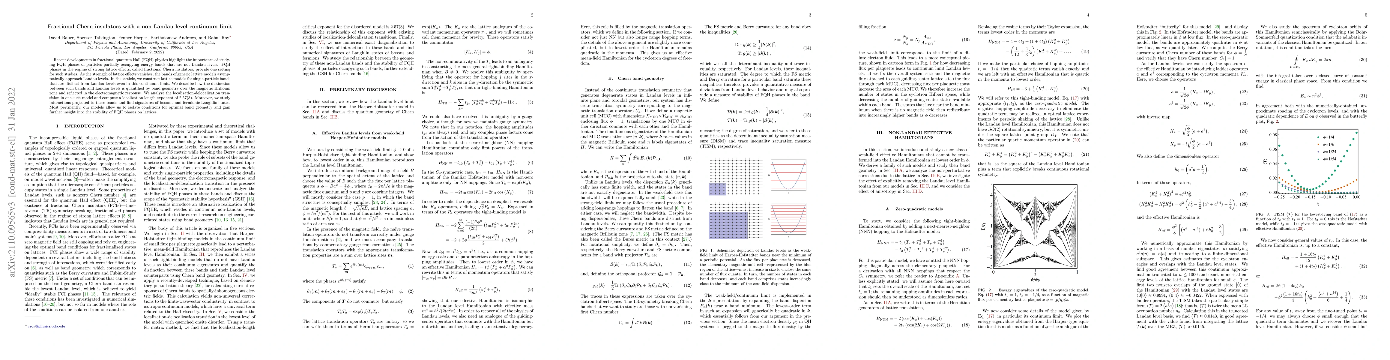Thumbnail for Fractional Chern insulators with a non-Landau level continuum limit