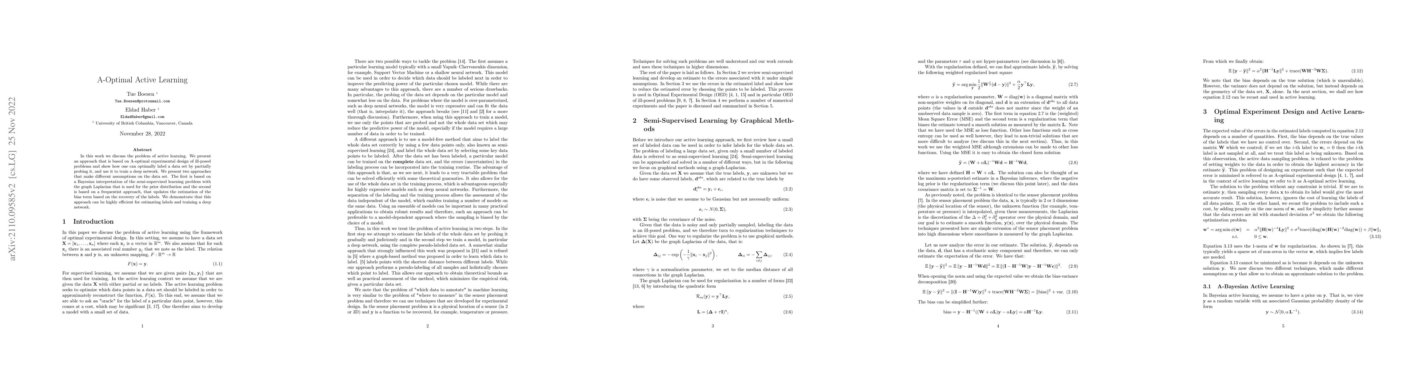 Thumbnail for A-Optimal Active Learning