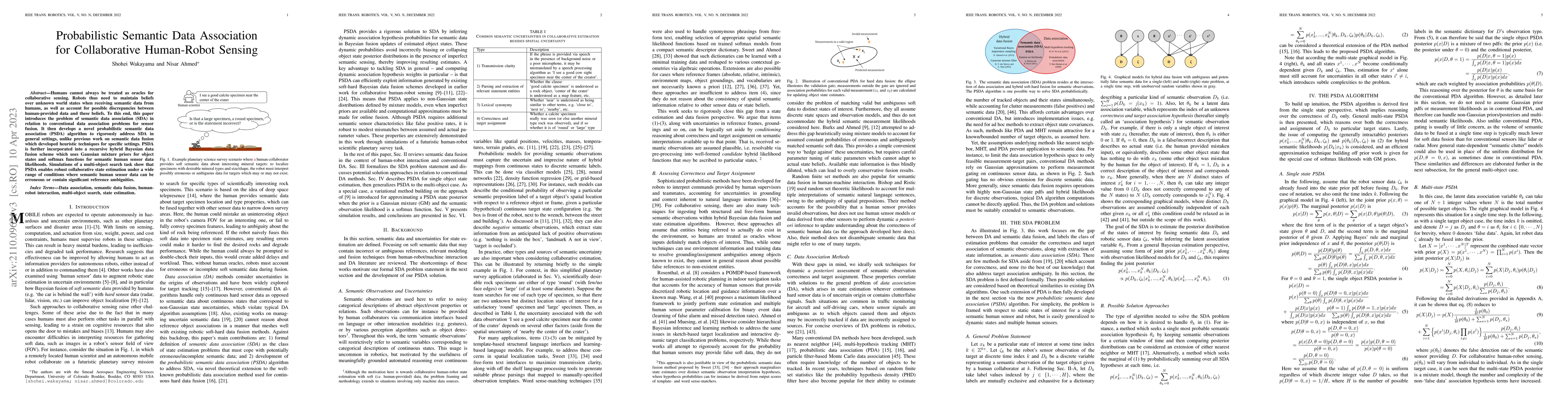 Thumbnail for Probabilistic Semantic Data Association for Collaborative Human-Robot
  Sensing