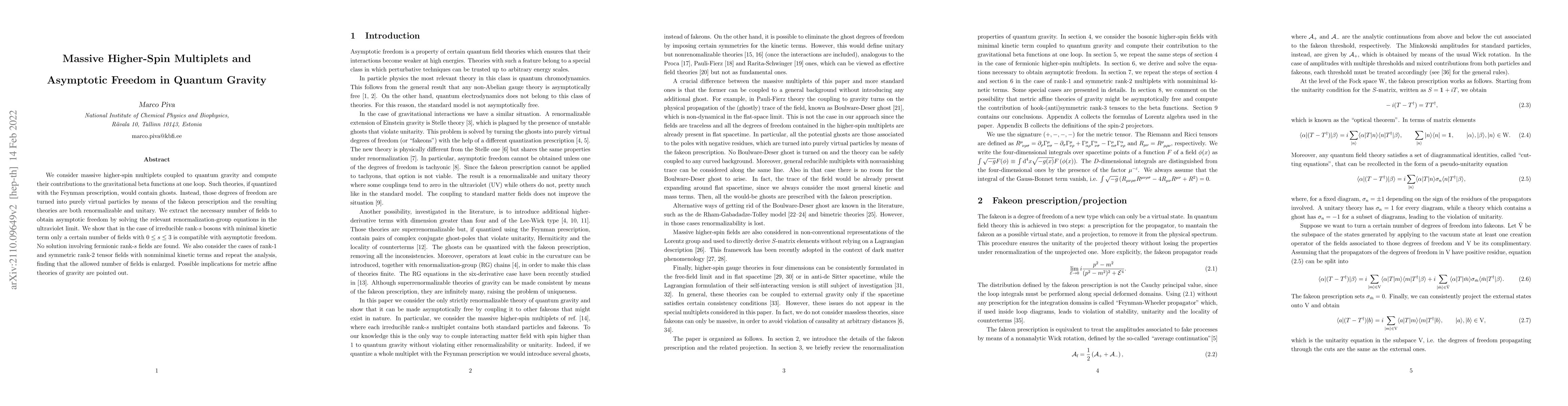Thumbnail for Massive Higher-Spin Multiplets and Asymptotic Freedom in Quantum Gravity
