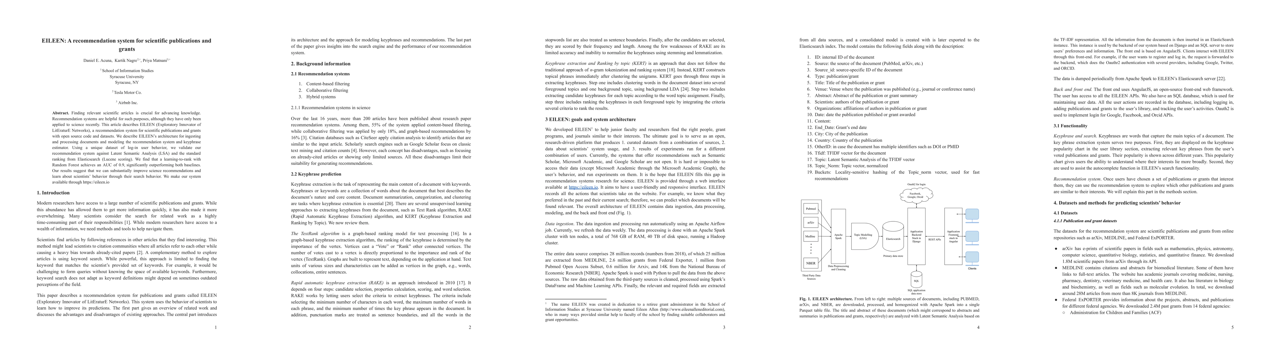 Thumbnail for EILEEN: A recommendation system for scientific publications and grants