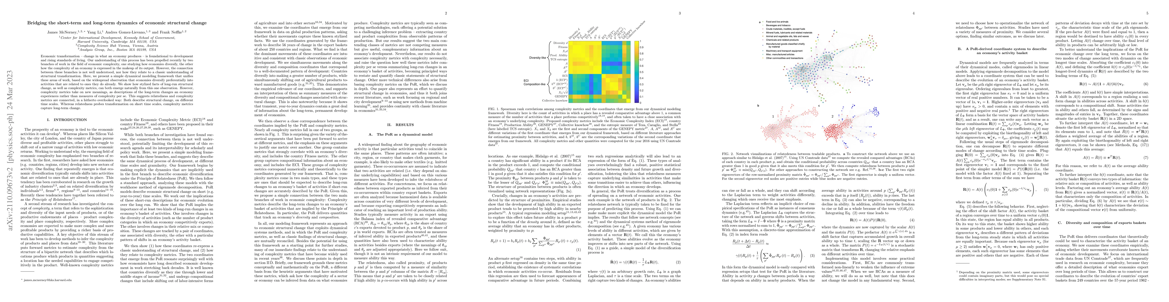 Thumbnail for Bridging the short-term and long-term dynamics of economic structural
  change
