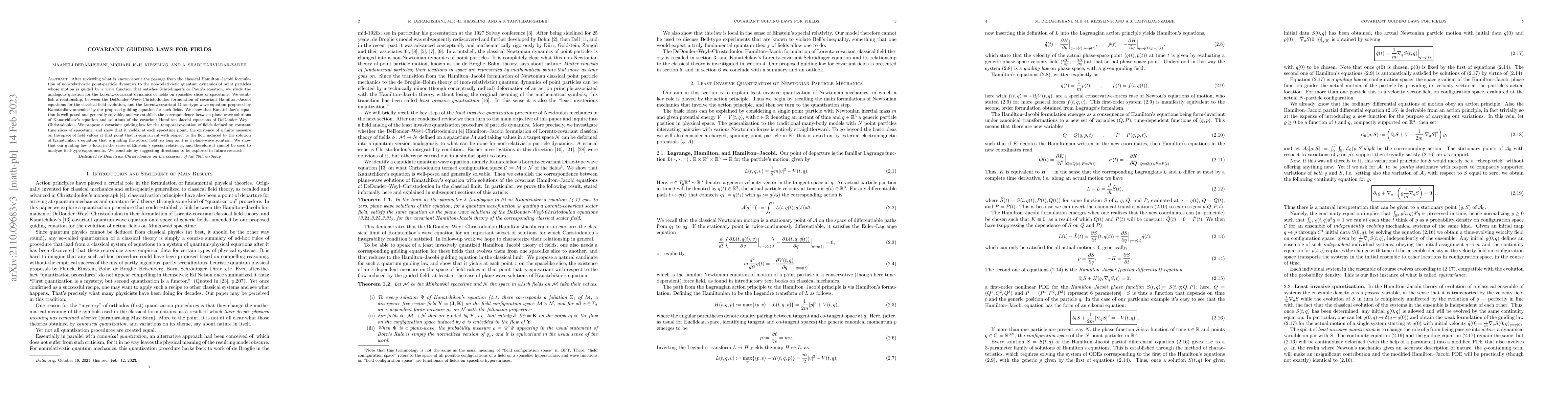 Thumbnail for Covariant Guiding Laws for Fields