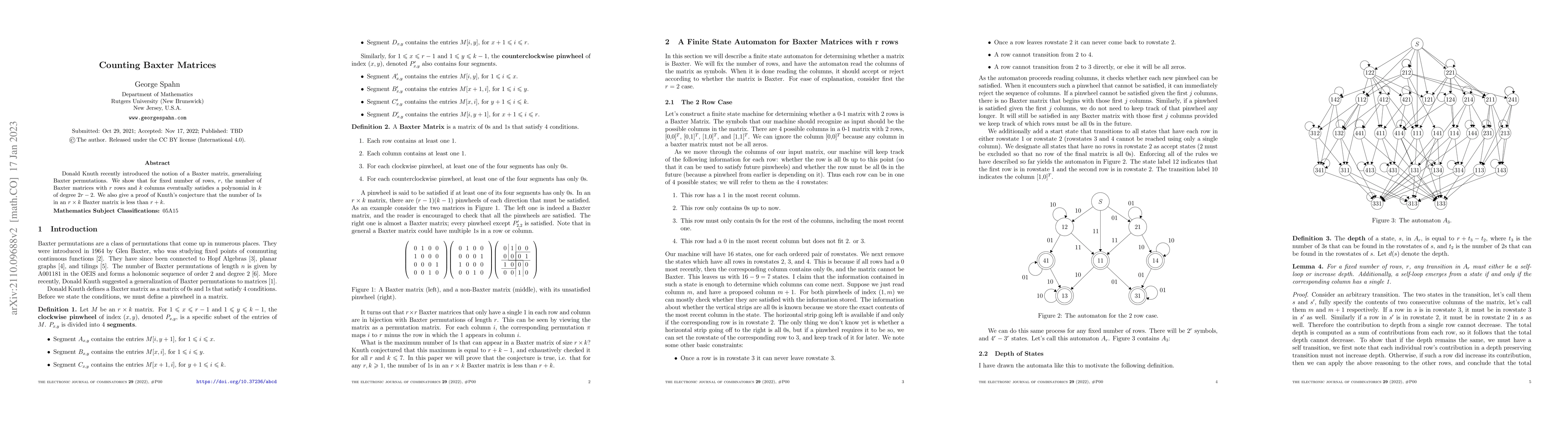 Thumbnail for Counting Baxter Matrices