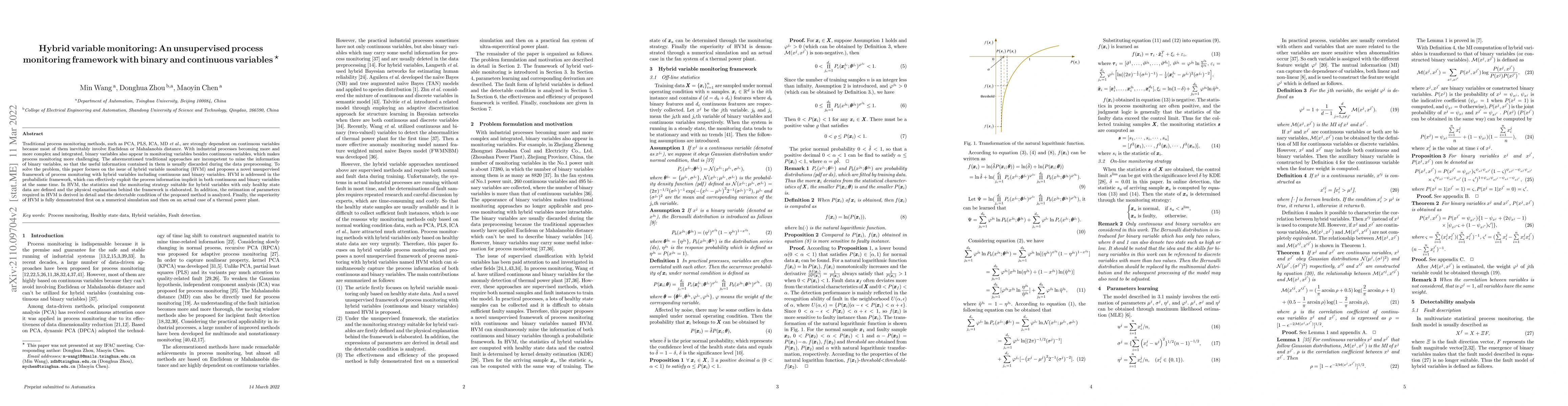 Thumbnail for Hybrid variable monitoring: An unsupervised process monitoring framework
  with binary and continuous variables