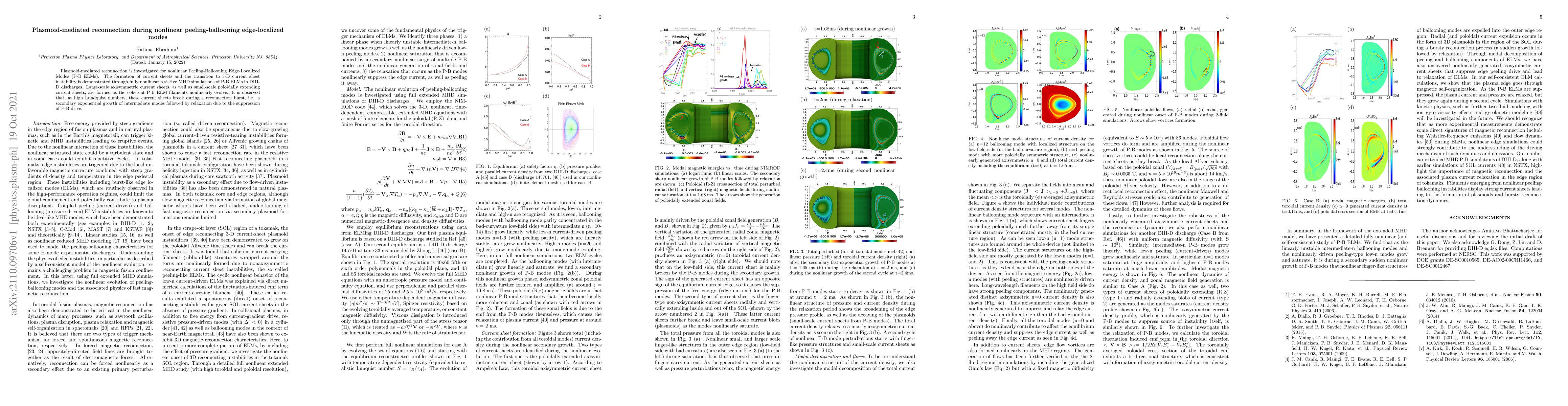 Thumbnail for Plasmoid-mediated reconnection during nonlinear peeling-ballooning
  edge-localized modes