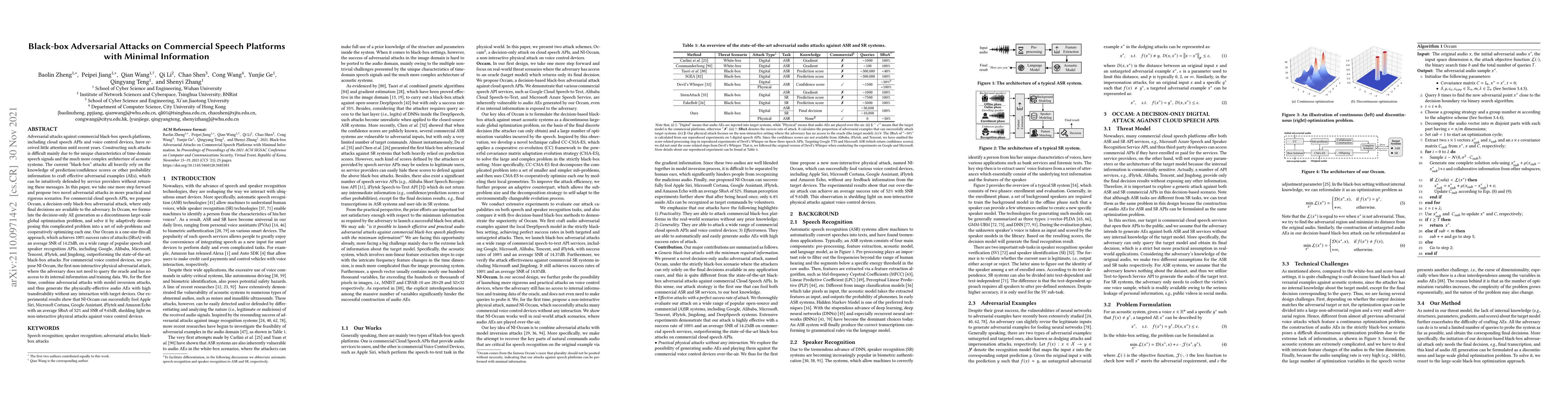 Thumbnail for Black-box Adversarial Attacks on Commercial Speech Platforms with
  Minimal Information