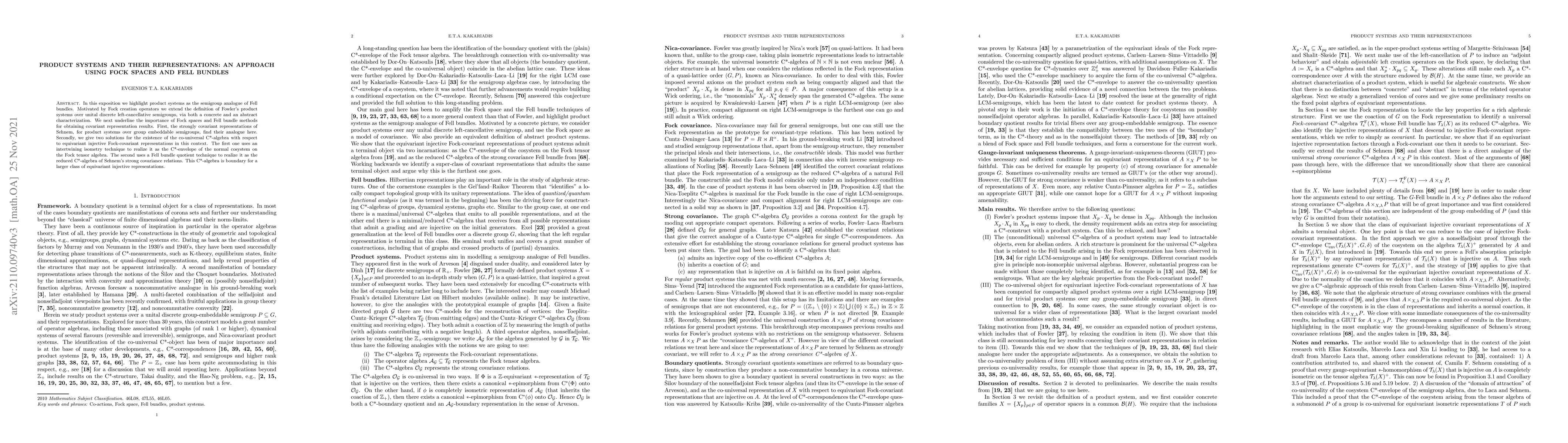 Thumbnail for Product systems and their representations: an approach using Fock spaces
  and Fell bundles
