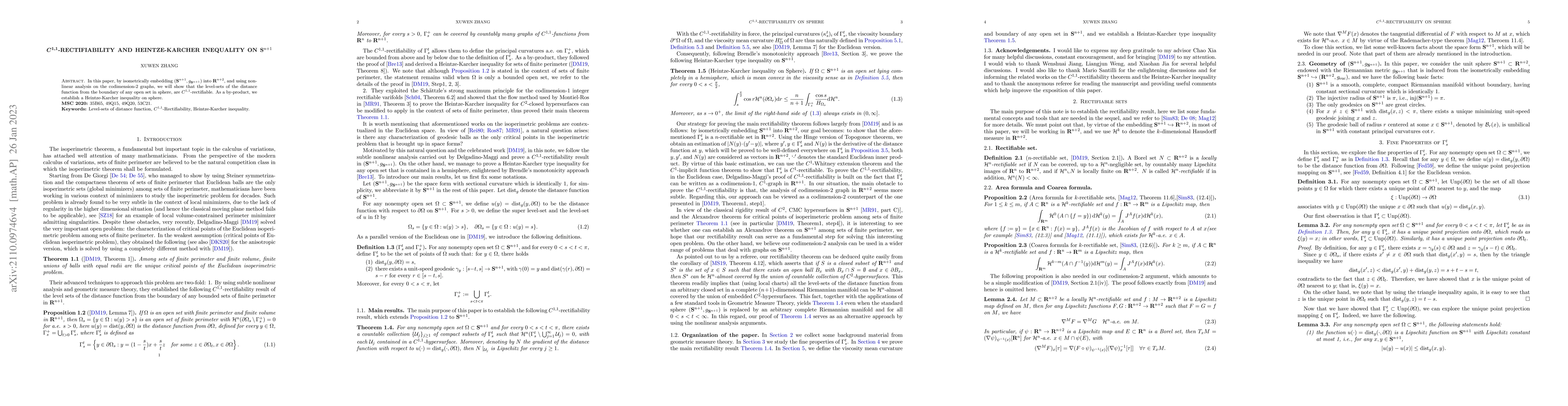 Thumbnail for $C^{1,1}$-rectifiability and Heintze-Karcher inequality on
  $\mathbf{S}^{n+1}$