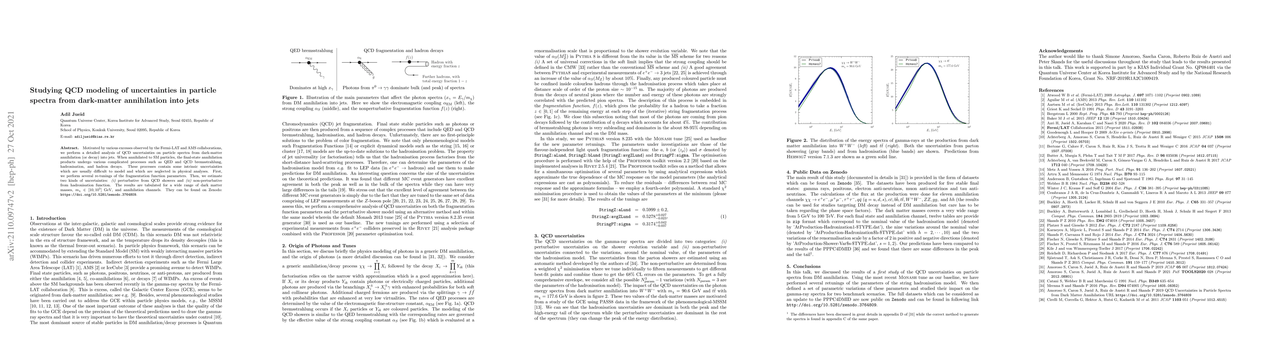 Thumbnail for Studying QCD modeling of uncertainties in particle spectra from
  dark-matter annihilation into jets
