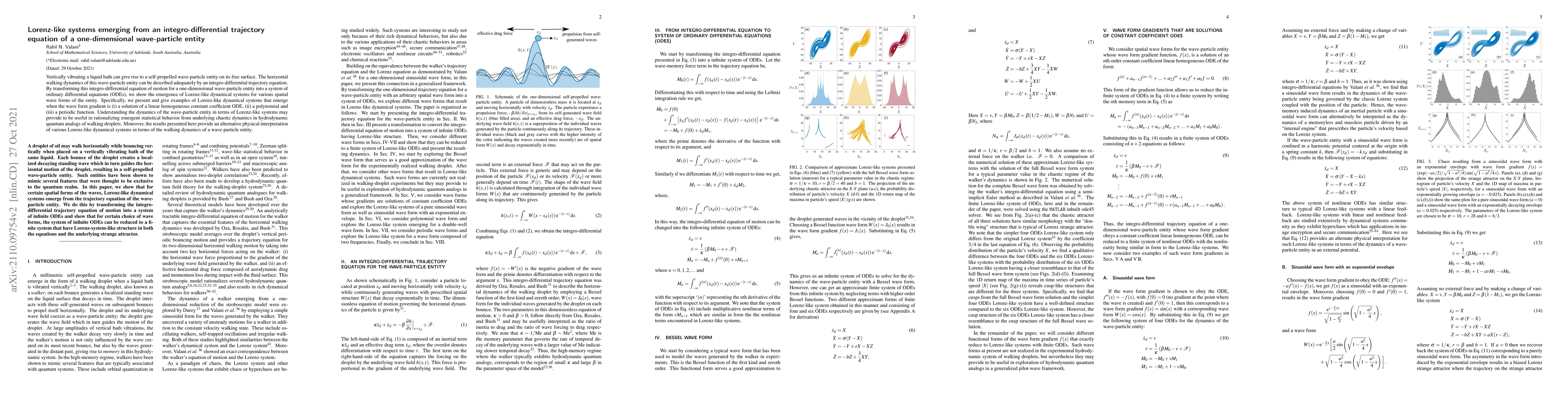 Thumbnail for Lorenz-like systems emerging from an integro-differential trajectory
  equation of a one-dimensional wave-particle entity