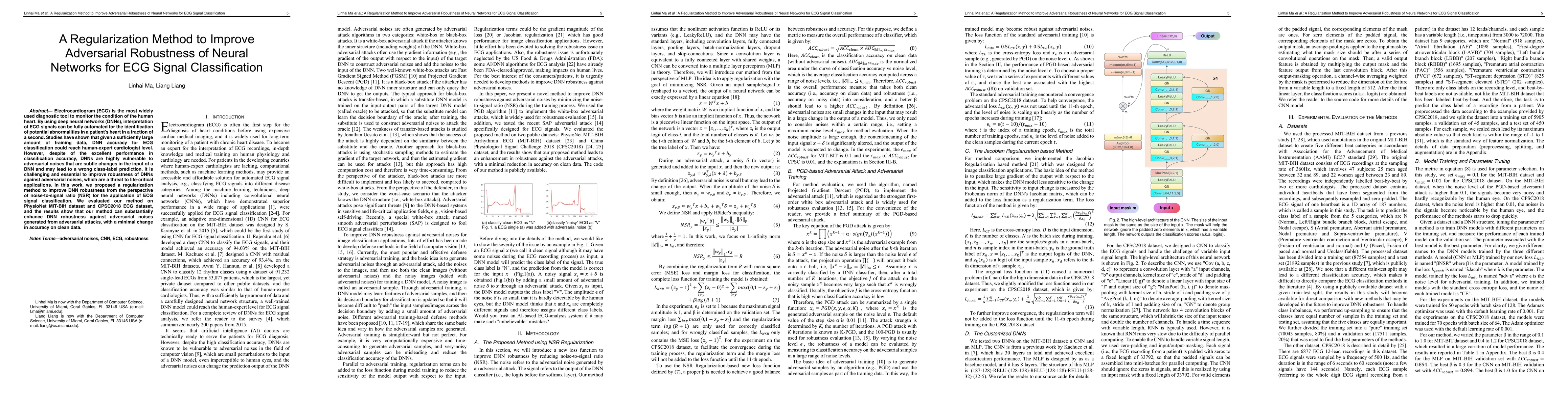 Thumbnail for A Regularization Method to Improve Adversarial Robustness of Neural
  Networks for ECG Signal Classification