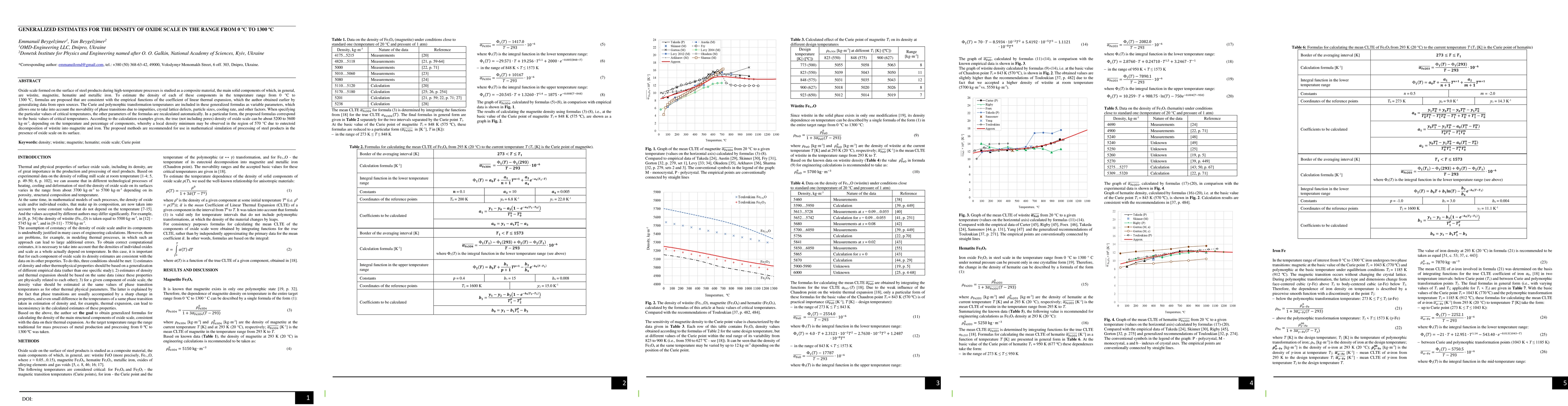 Thumbnail for Generalized estimates for the density of oxide scale in the range from 0
  C to 1300 C