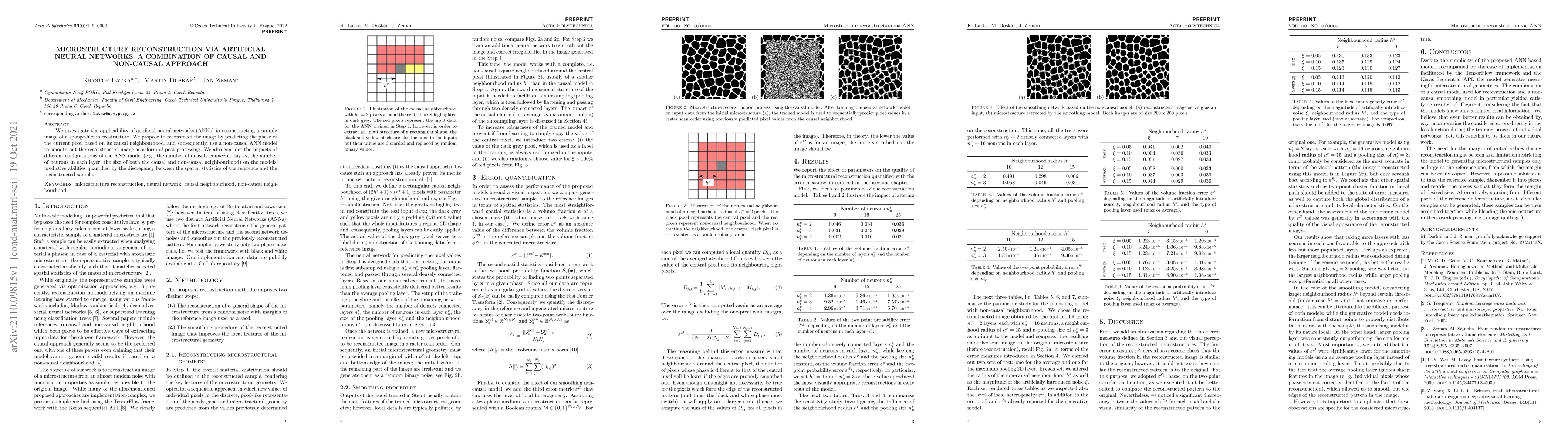 Thumbnail for Microstructure reconstruction via artificial neural networks: A
  combination of causal and non-causal approach