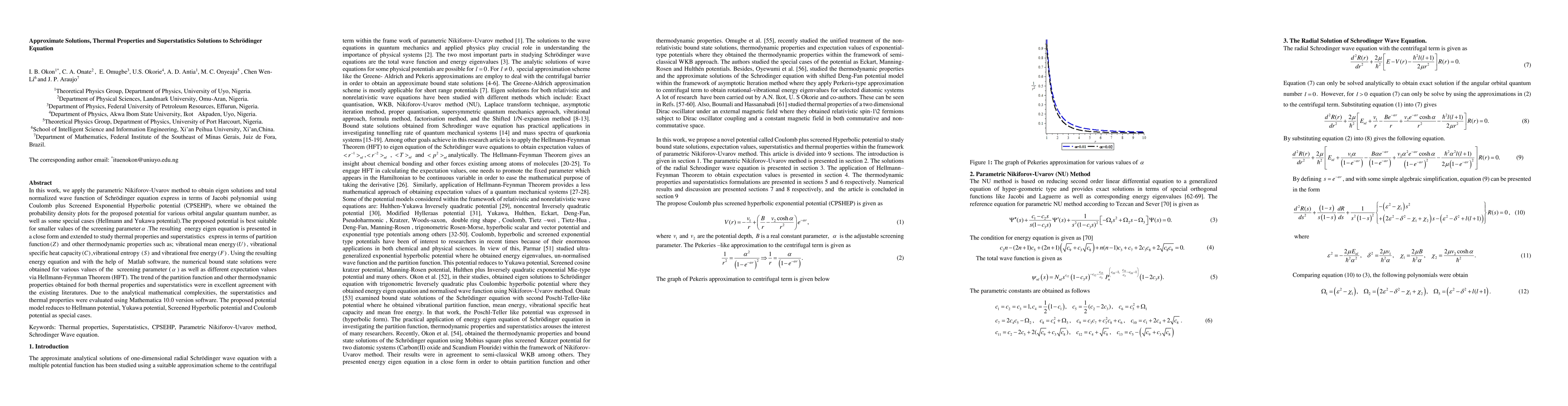 Thumbnail for Approximate Solutions, Thermal Properties and Superstatistics Solutions
  to Schr\"odinger Equation