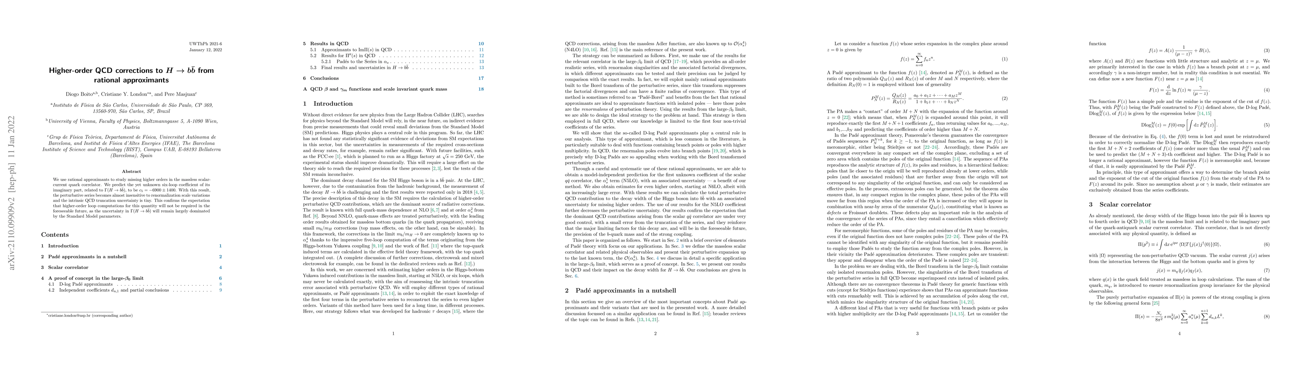 Thumbnail for Higher-order QCD corrections to $H\to b\bar b$ from rational
  approximants