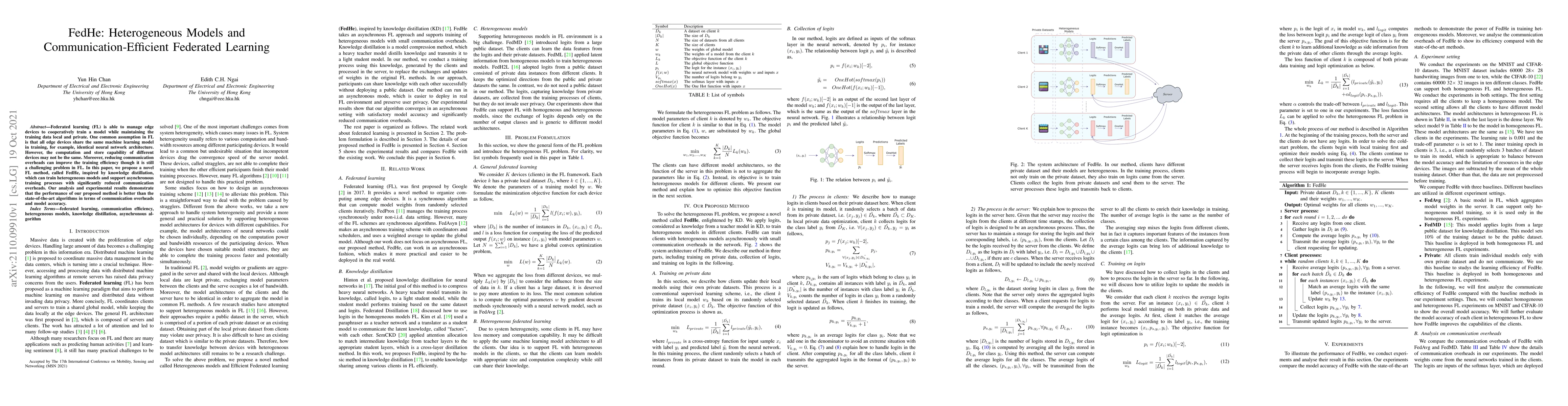 Thumbnail for FedHe: Heterogeneous Models and Communication-Efficient Federated
  Learning