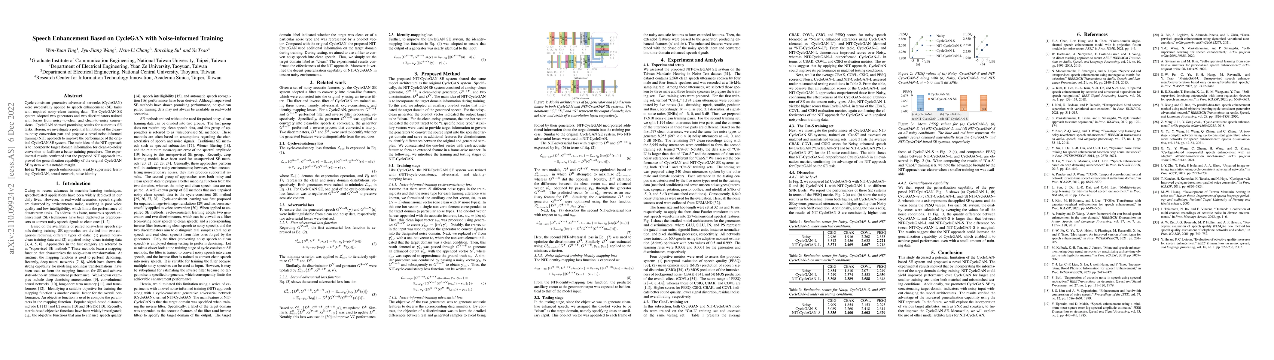 Thumbnail for Speech Enhancement Based on Cyclegan with Noise-informed Training
