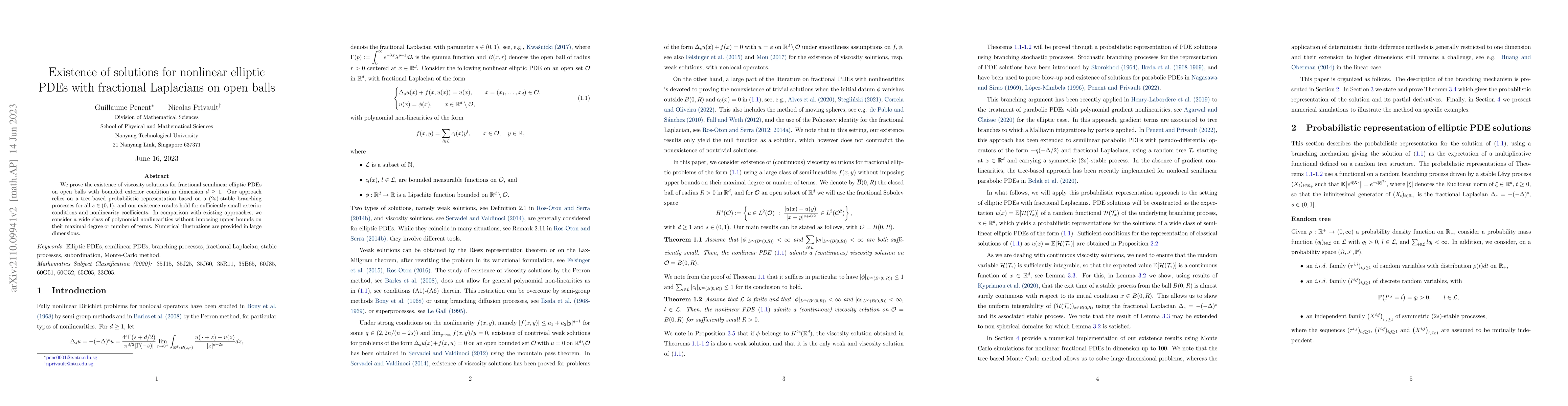 Thumbnail for Existence of solutions for nonlinear elliptic PDEs with fractional
  Laplacians on open balls