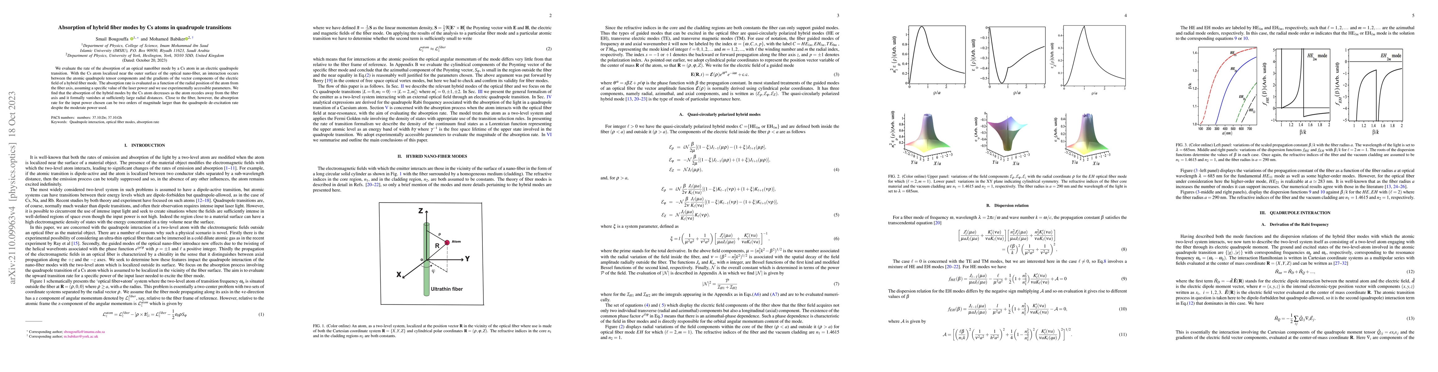 Thumbnail for Absorption of hybrid fibre modes by Cs atoms in quadrupole transitions