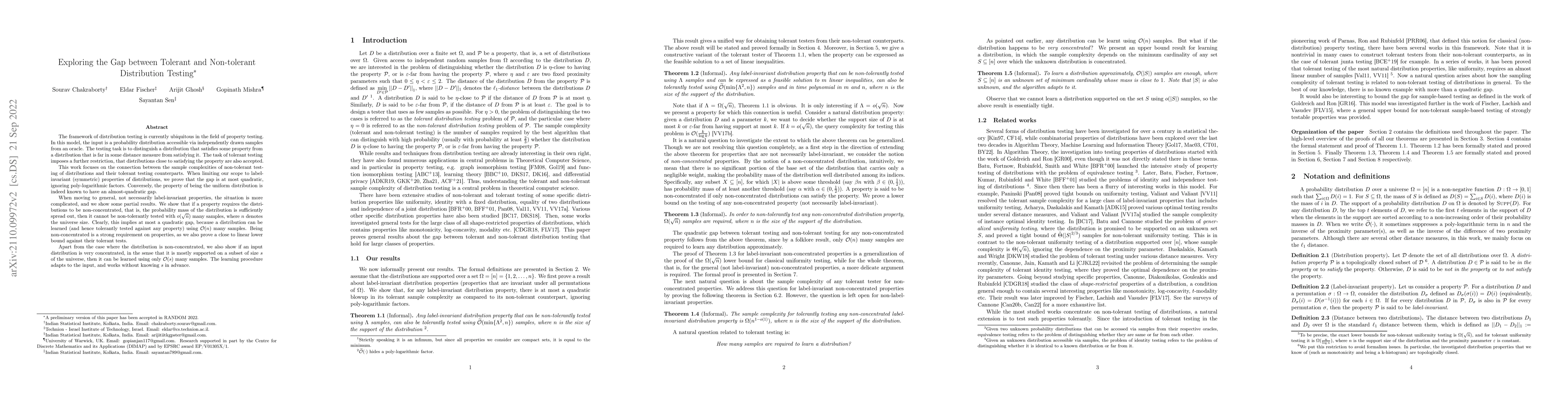 Thumbnail for Exploring the Gap between Tolerant and Non-tolerant Distribution Testing