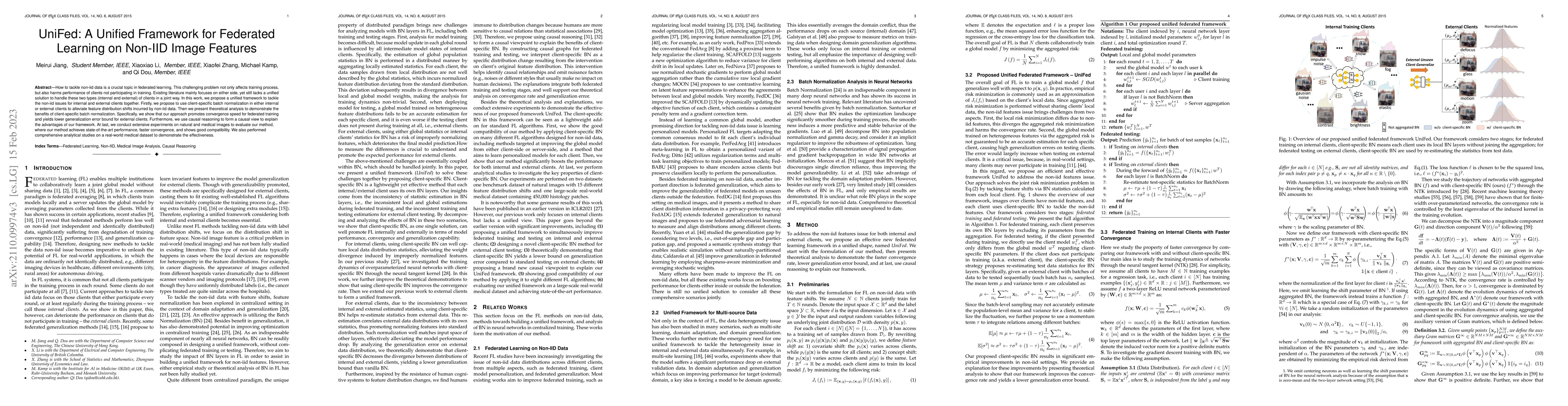 Thumbnail for UniFed: A Unified Framework for Federated Learning on Non-IID Image
  Features