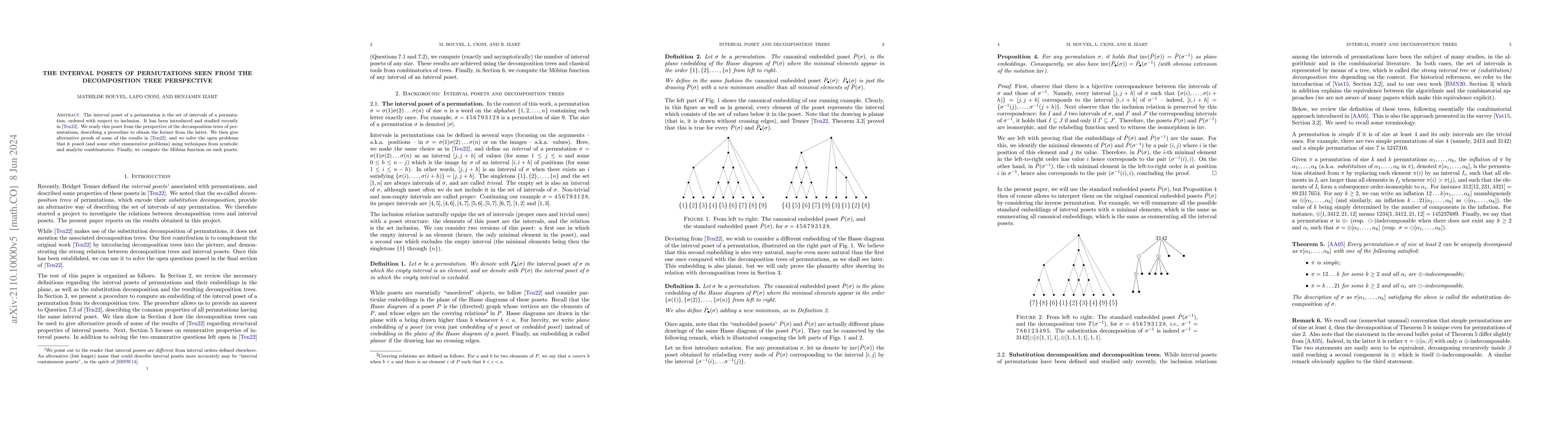 Thumbnail for The interval posets of permutations seen from the decomposition tree
  perspective