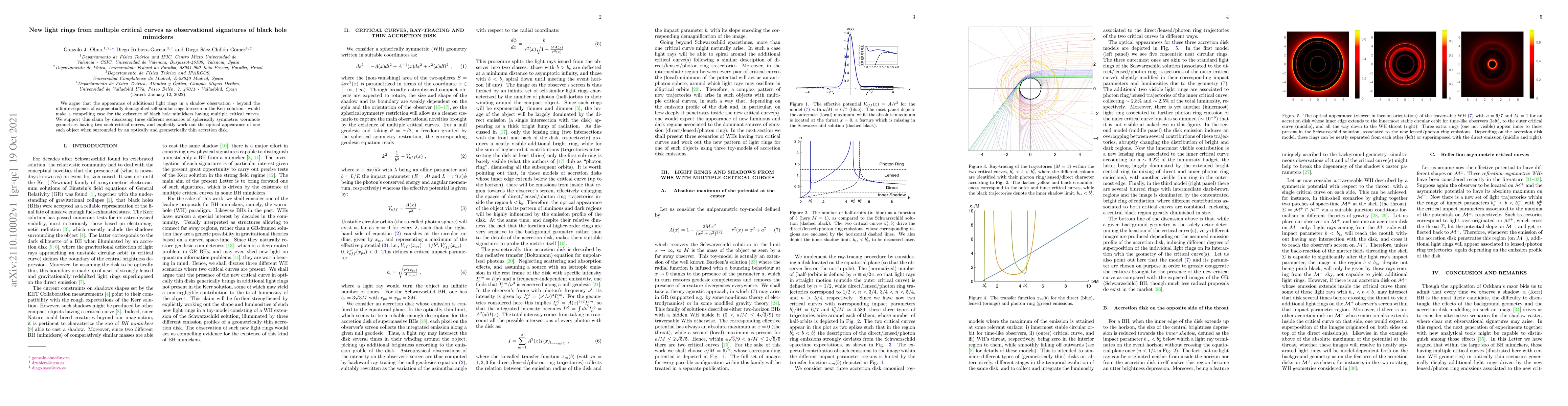 Thumbnail for New light rings from multiple critical curves as observational
  signatures of black hole mimickers