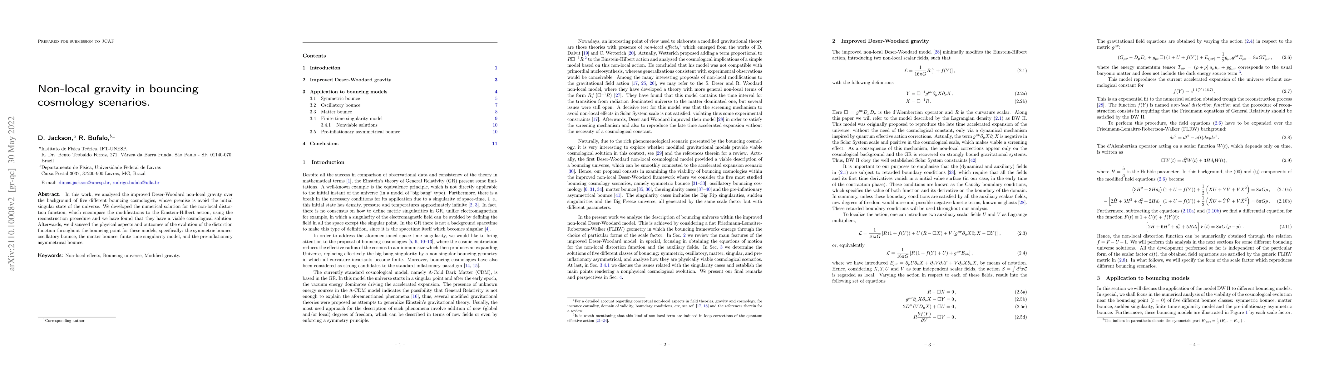Thumbnail for Non-local gravity in bouncing cosmology scenarios