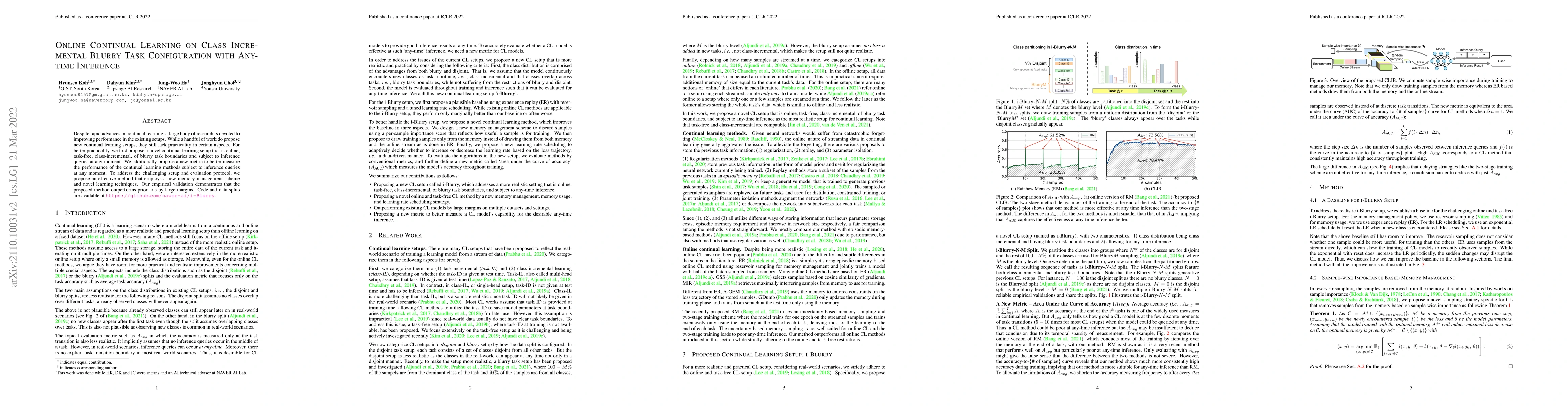 Thumbnail for Online Continual Learning on Class Incremental Blurry Task Configuration
  with Anytime Inference
