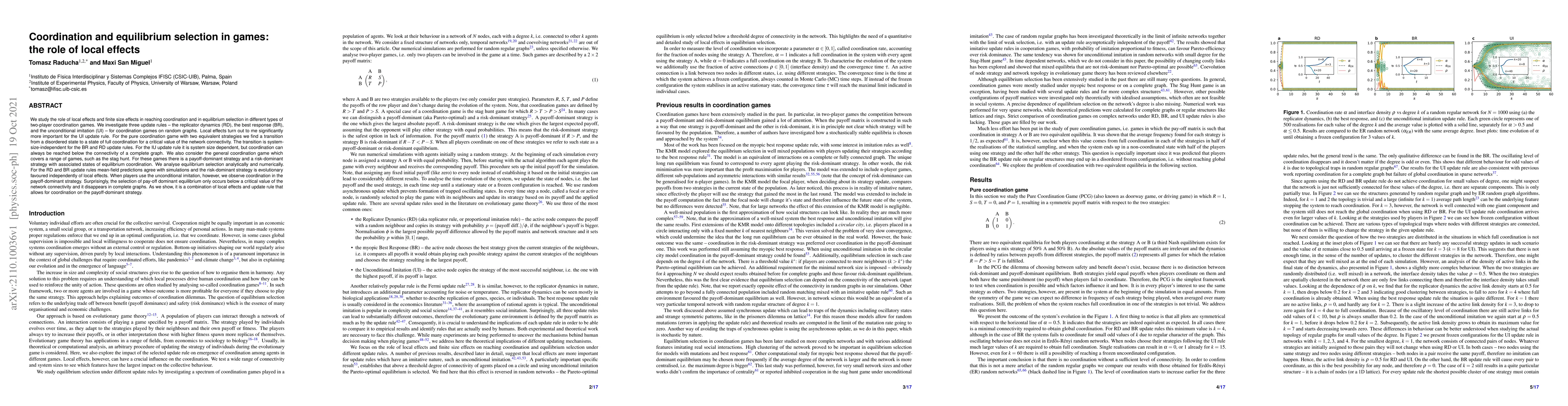 Thumbnail for Coordination and equilibrium selection in games: the role of local
  effects