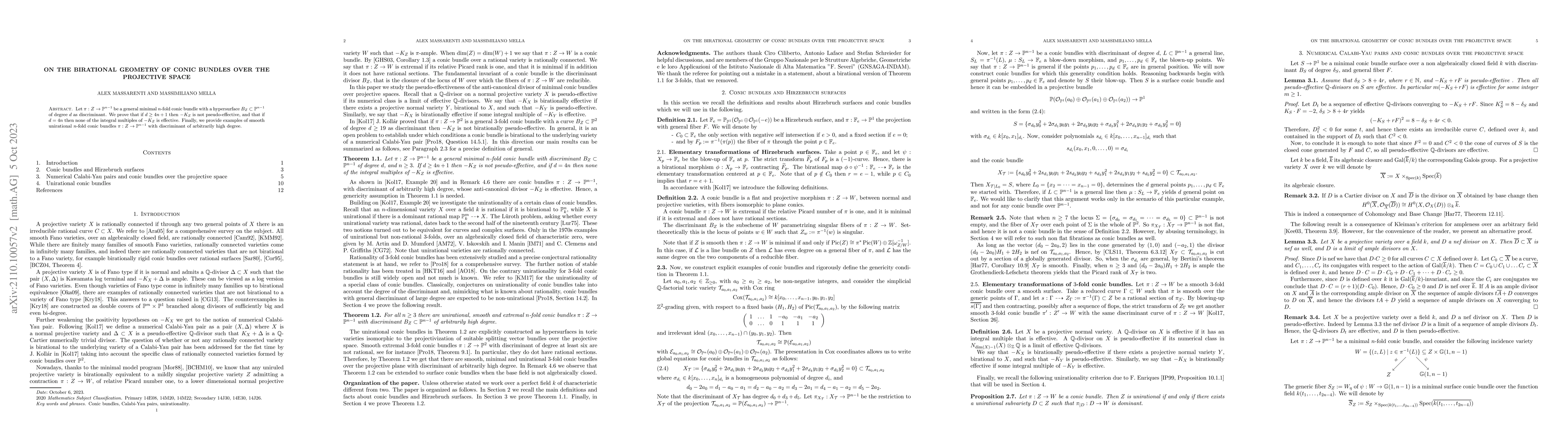 Thumbnail for On the birational geometry of conic bundles over the projective space