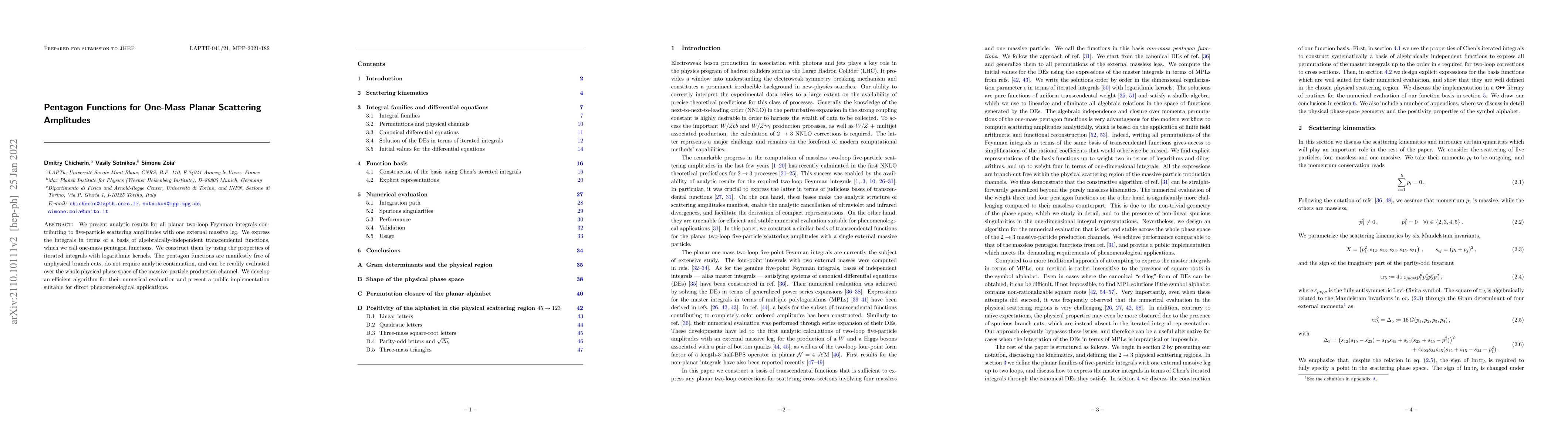 Thumbnail for Pentagon Functions for One-Mass Planar Scattering Amplitudes