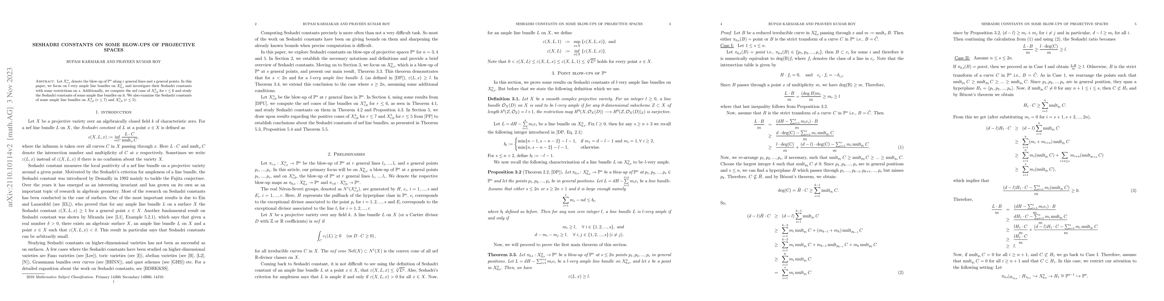 Thumbnail for Seshadri constants on some blow-ups of projective spaces