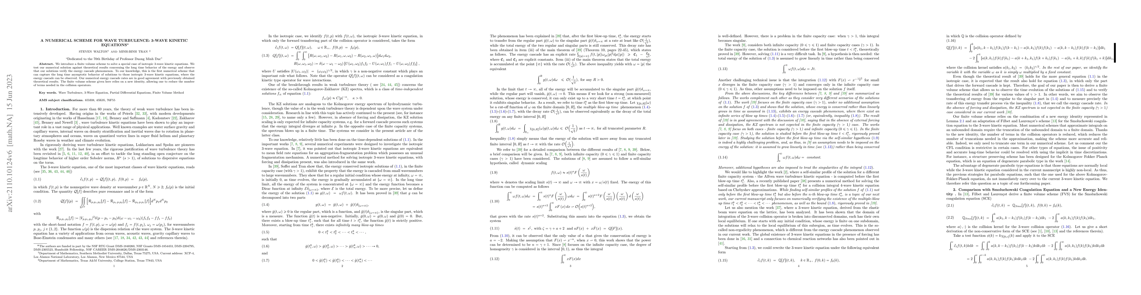 Thumbnail for A Numerical Scheme for Wave Turbulence: 3-Wave Kinetic Equations