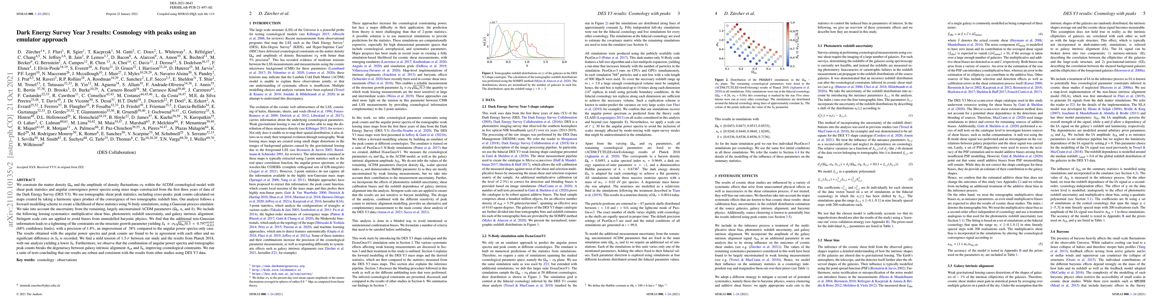Thumbnail for Dark Energy Survey Year 3 results: Cosmology with peaks using an
  emulator approach