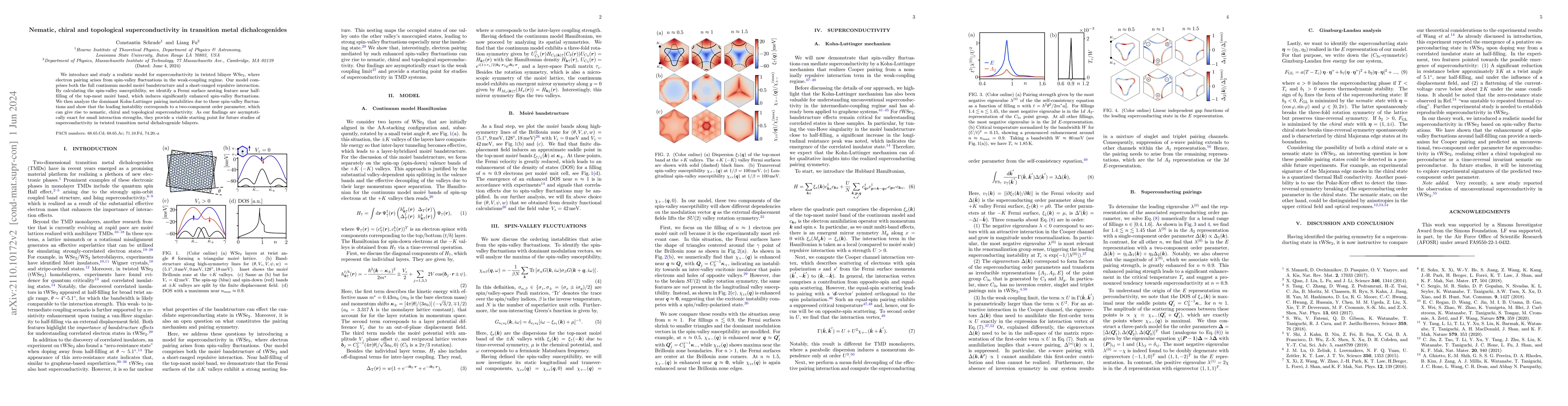 Thumbnail for Nematic, chiral and topological superconductivity in transition metal
  dichalcogenides