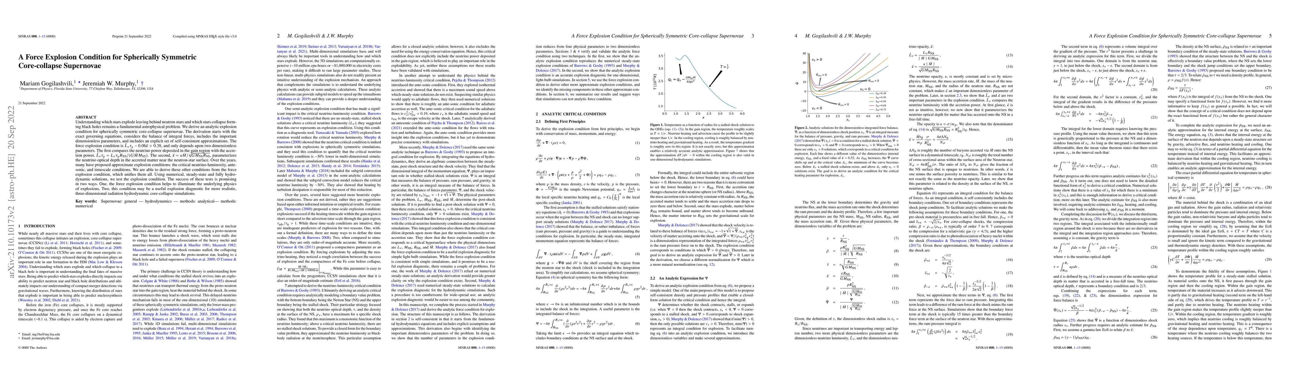 Thumbnail for A Force Explosion Condition for Spherically Symmetric Core-collapse
  Supernovae